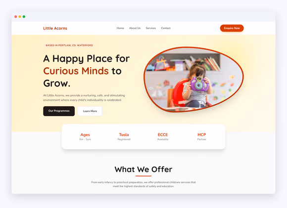 Little Acorns Website Showcase