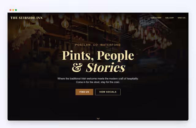 The Suirside Inn Website Mockup on Laptop