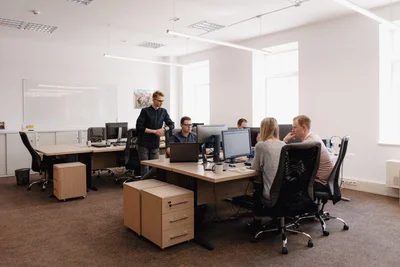 A team working together in a modern office